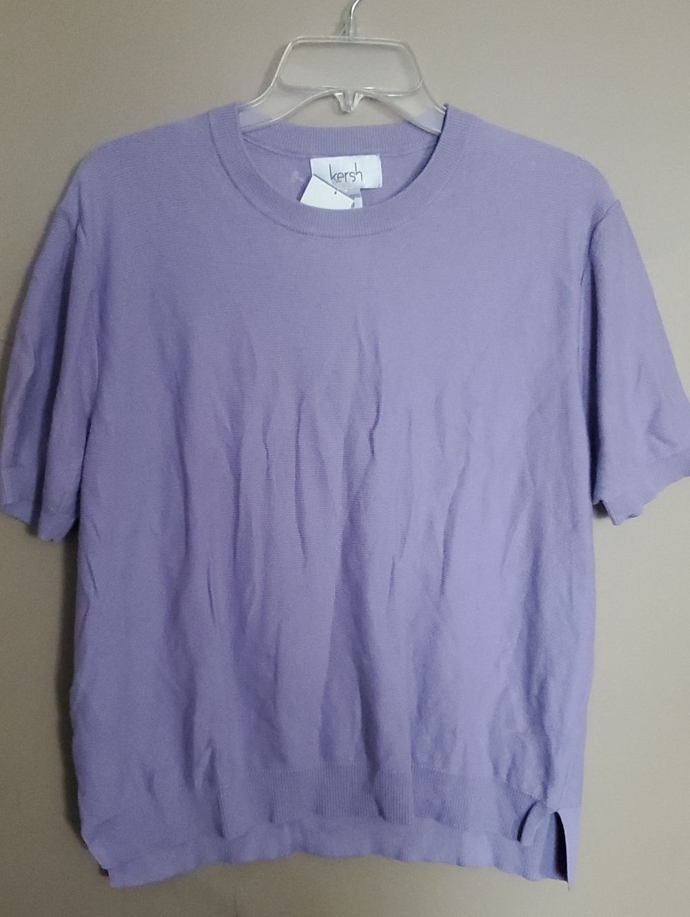 Kersh Lavender Crewneck Short Sleeve Shirt Size Large